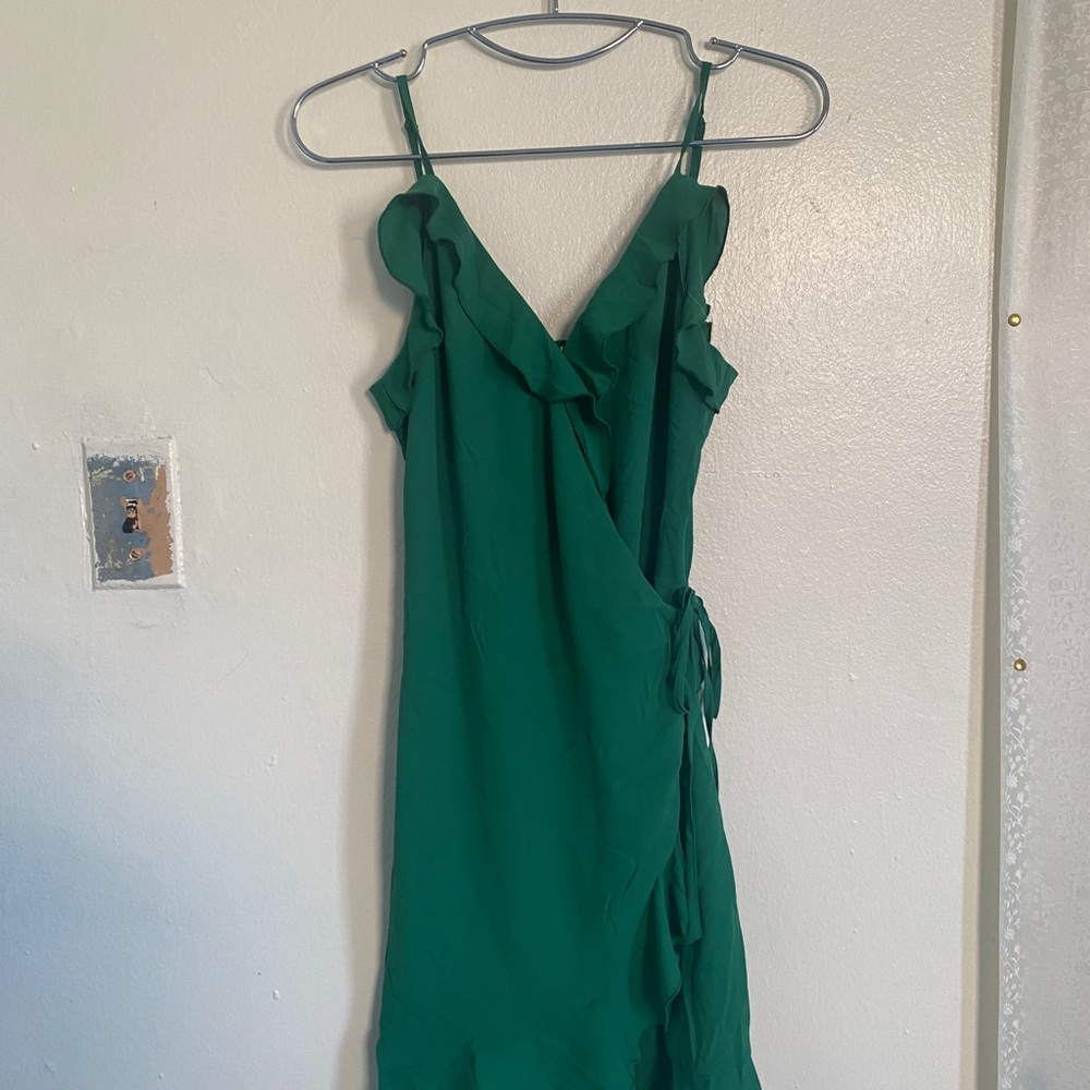 Flounce-trimmed Wrap Dress